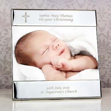 Personalised Silver Cross Square 6x4 Photo Frame