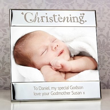 Personalised Silver Christening Square 6x4 Photo Frame