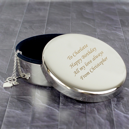 Personalised Round Trinket Box