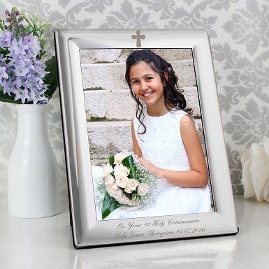 Personalised Silver Plated 5x7 Elegant Cross Photo Frame