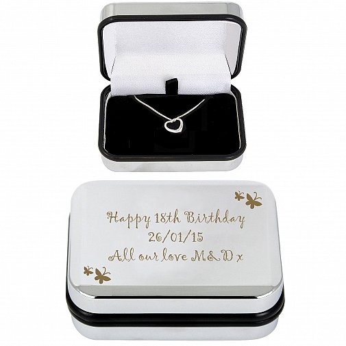 Personalised Butterfly Heart Necklace and Box