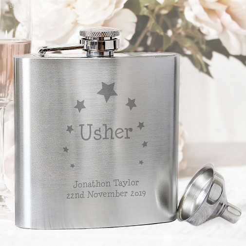 Personalised Stars Usher Hip Flask