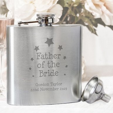 Personalised Stars Father of the Bride Hip Flask