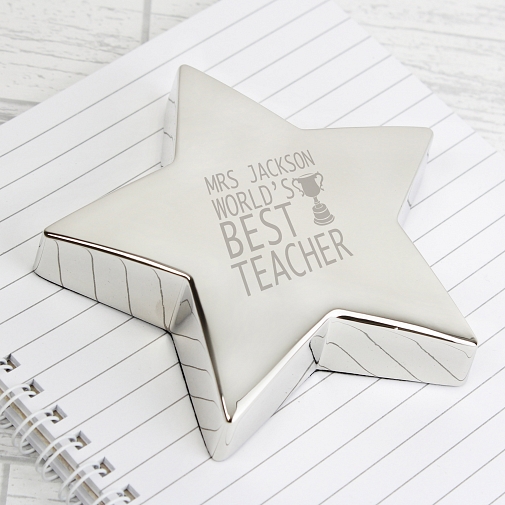 Personalised Teacher Trophy Star Paperweight