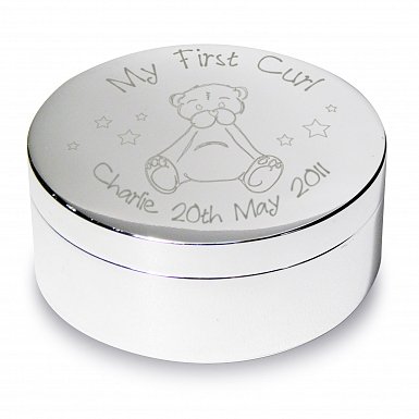 Personalised Teddy My First Curl Trinket Box