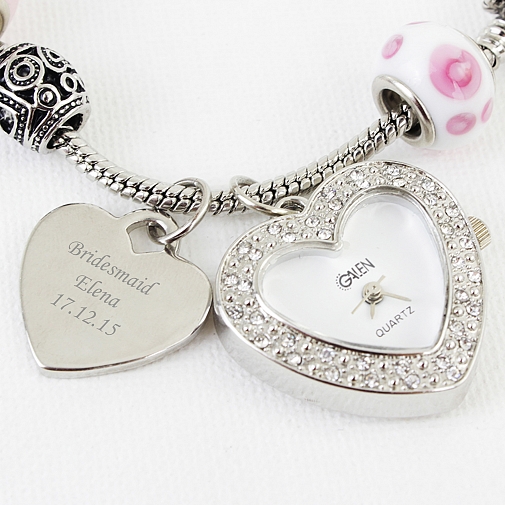 Personalised Pink Watch Charm Bracelet 18cm delivery to UK [United Kingdom]