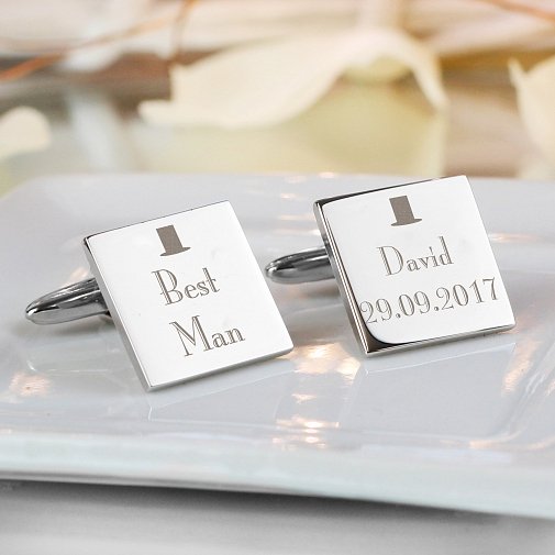 Personalised Decorative Wedding Best Man Square Cufflinks