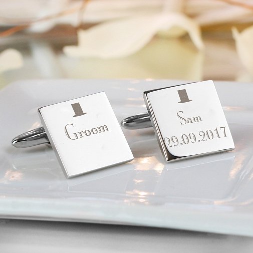 Personalised Decorative Wedding Groom Square Cufflinks