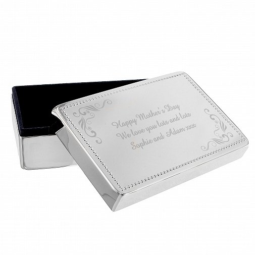 Personalised Swirl Rectangular Jewellery Box