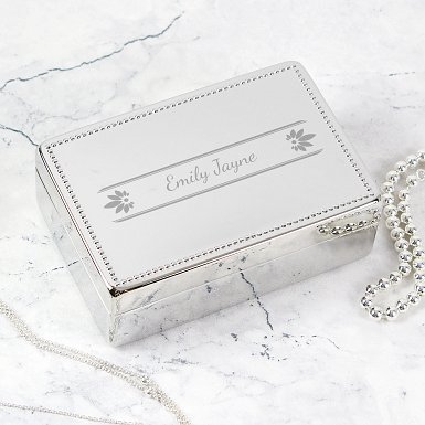 Personalised Petals Rectangular Jewellery Box