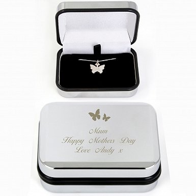 Personalised Butterfly Swirl Necklace in Box