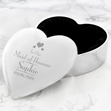 Personalised Decorative Wedding Maid of Honour Heart Trinket Box