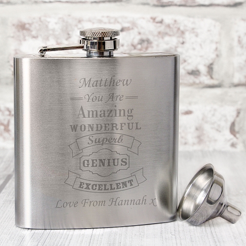 Vintage Typography Hip Flask