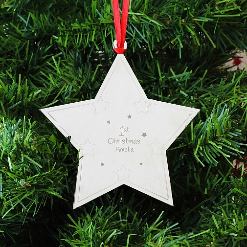 Personalised 1st Christmas Star Tree Decoration