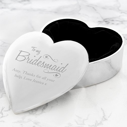 Personalised Bridesmaid Swirls & Hearts Trinket Box