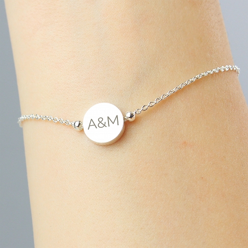 Personalised Silver Plated Initials Disc Bracelet