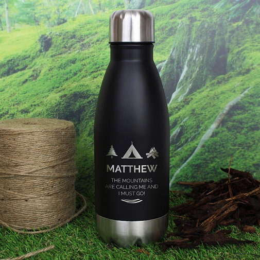 Personalised Wilderness Wanderer Black Travel Bottle