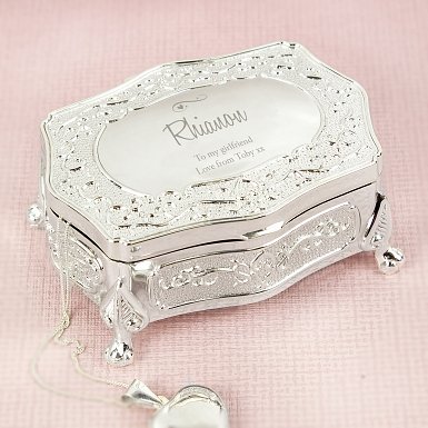 Personalised Swirls & Hearts Small Antique Trinket Box