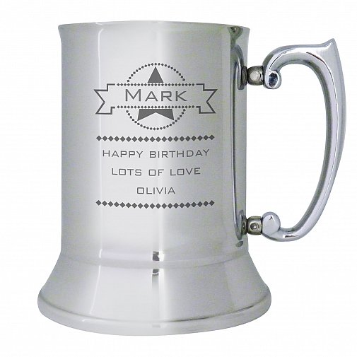 Personalised Diamond Stainless Steel Tankard