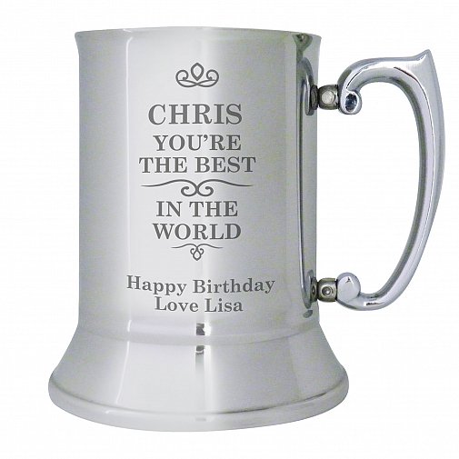 Personalised Best in the World Stainless Steel Tankard