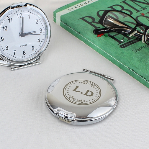 Personalised Monogram Round Travel Clock