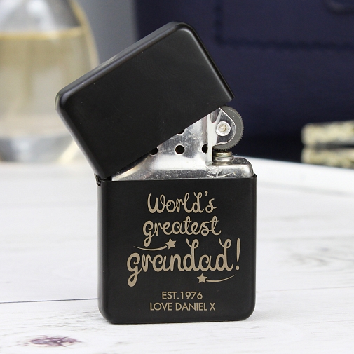 Personalised 'World's Greatest Grandad' Black Lighter