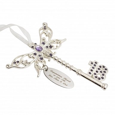 Personalised Lilac Butterfly 18th Birthday Key