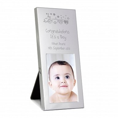 Personalised Train Small Silver 2x3 Photo Frame