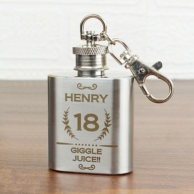 Personalised Age Crest 1oz Hip Flask Keyring