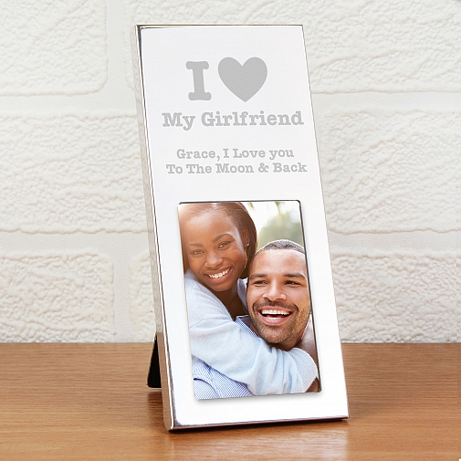 Personalised I Heart Small Silver 2x3 Photo Frame