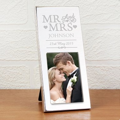 Personalised Small Silver Mr & Mrs 2x3 Photo Frame