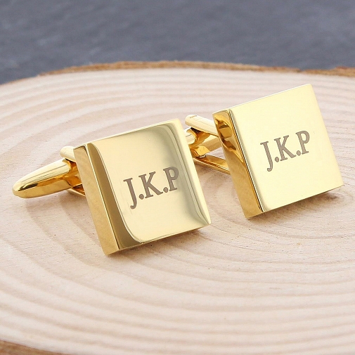 Personalised Gold Plated Square Cufflinks