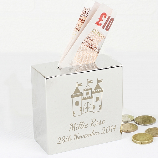 Personalised Castle Square Money Box