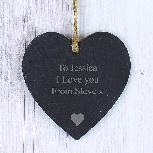 Personalised Heart Motif Slate Heart