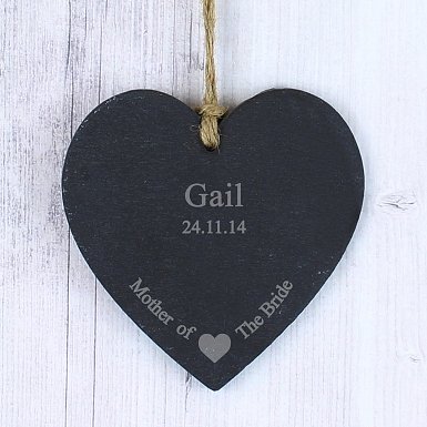 Personalised Mother Of The Bride Slate Heart Decoration