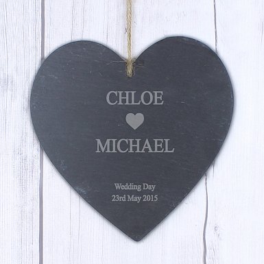 Personalised Large Heart Motif Slate Heart