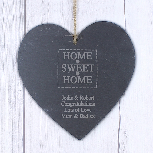 Personalised Home Sweet Home Large Slate Heart