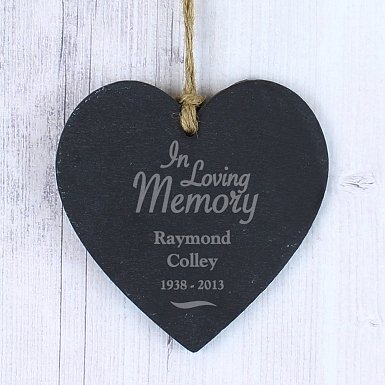 Personalised In Loving Memory Slate Heart