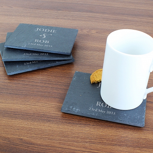 Personalised Couples 4 Pack of Slate Coasters