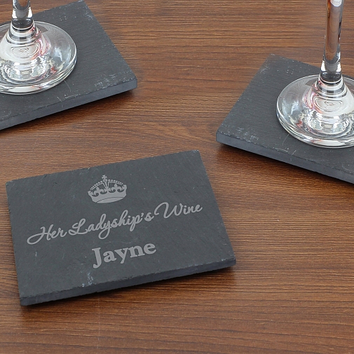 Personalised Crown Motif Single Slate Coaster