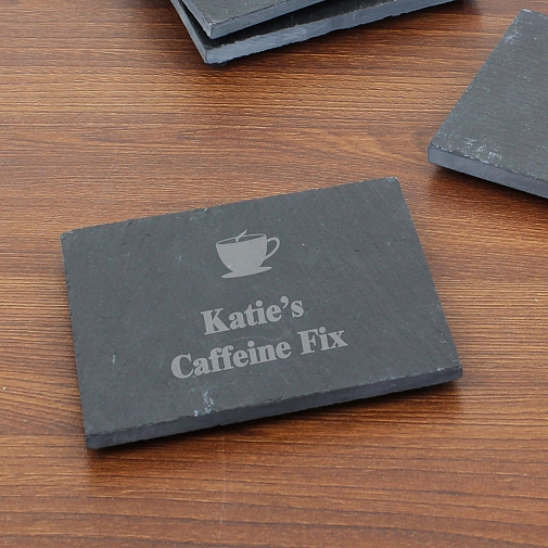 Personalised Hot Drink Motif Single Slate Coaster