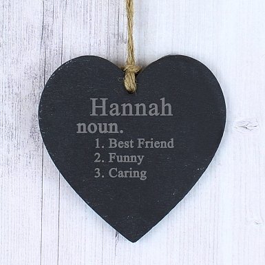 Personalised Word Definition Slate Heart Decoration