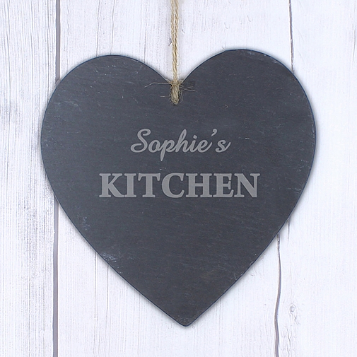 Personalised Kitchen Large Slate Heart Decoration