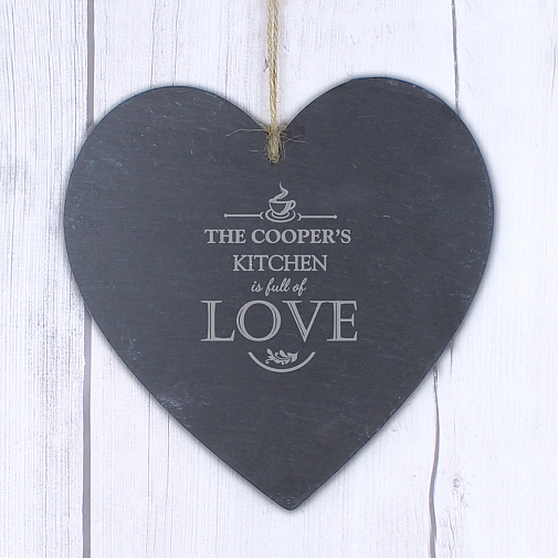 Personalised Full of Love Large Slate Heart Decoration