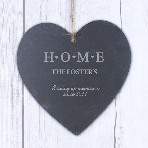 Personalised HOME Large Slate Heart Decoration