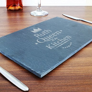 Personalised Queen of the Kitchen Slate Cheeseboard