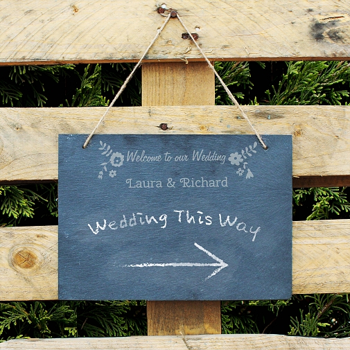Personalised Wedding Flowers Hanging Slate Sign