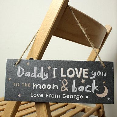 Personalised To the Moon and Back Hanging Slate Plaque