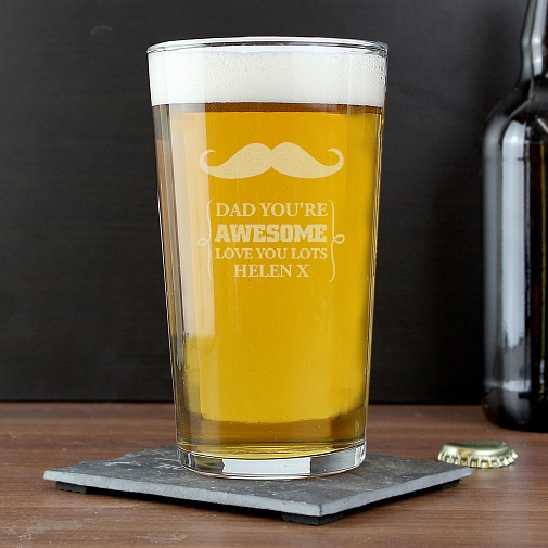 Personalised Moustache Pint Glass