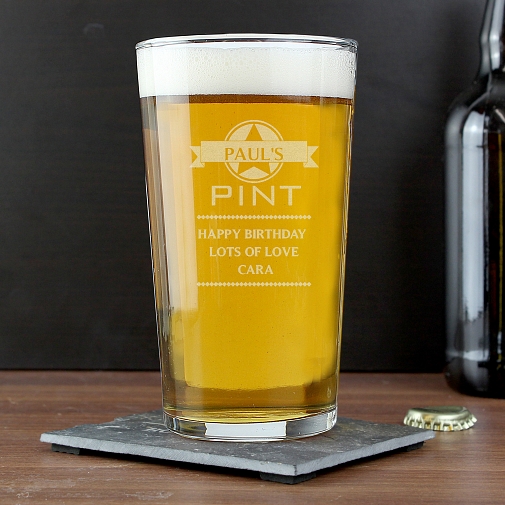 Personalised Diamond Pint Glass